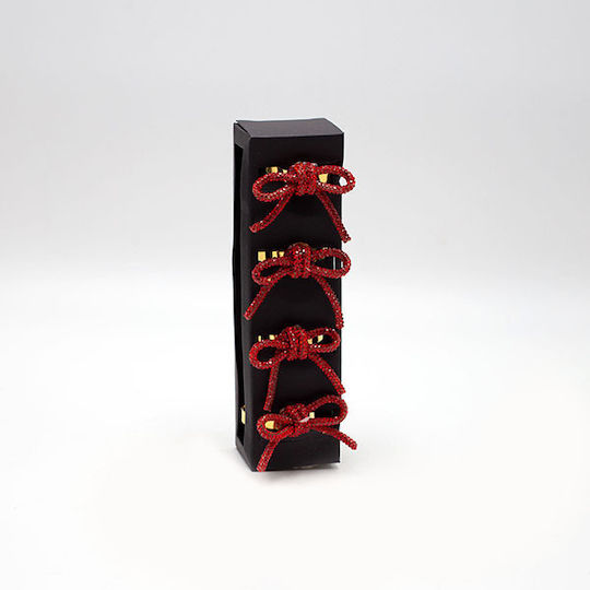 Eurolamp Set Weihnachtliche Serviettenringe Metallisch Rot L5xB4.5xD4cm. 4Stück