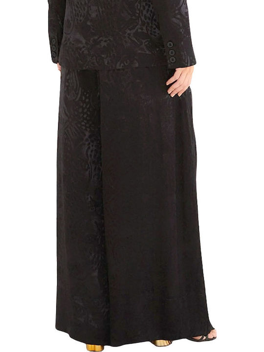Damen Stoff Hose Leopard Black
