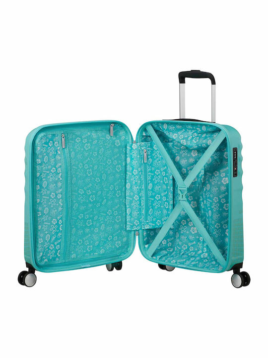 American Tourister Disney Stitch Kinder Koffer Kabine Hart Türkis mit 4 Räder Höhe 55cm