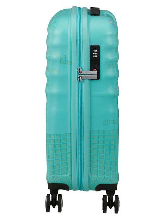 American Tourister Disney Stitch Kinder Koffer Kabine Hart Türkis mit 4 Räder Höhe 55cm