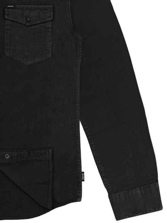 Cămașă cu Mânecă Lungă, Regular Fit, Off Black