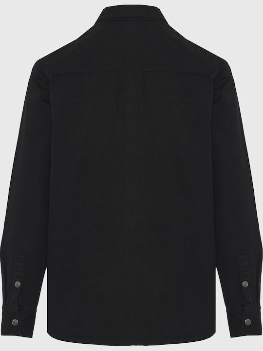 Long Sleeve Denim Overshirt Black