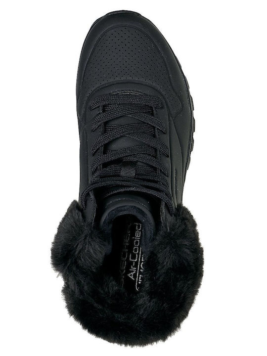 Women's Ankle Boots Platform & Fur Black
