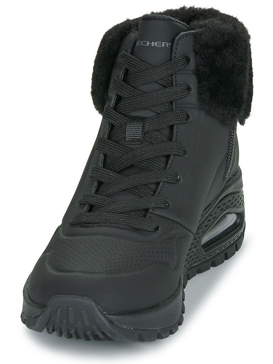 Women's Ankle Boots Platform & Fur Black