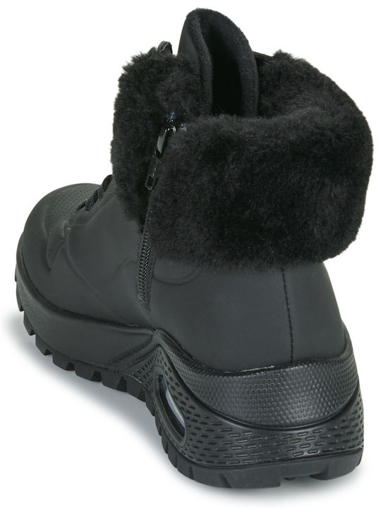 Women's Ankle Boots Platform & Fur Black
