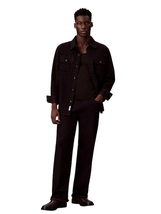 Long Sleeve Cotton Overshirt Merlot Black