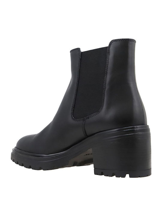 Damiana E Leather Women's Chelsea Boots with Medium Heel Black