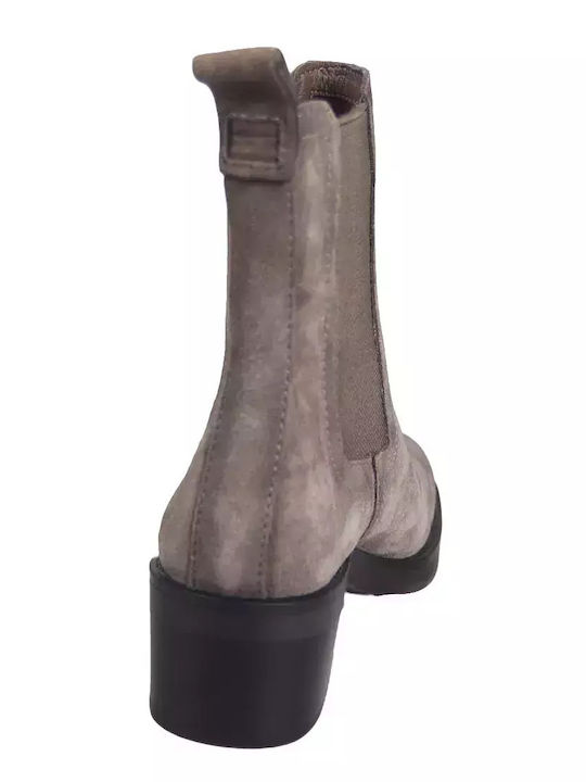 Leder Damen Chelsea Stiefeletten Braun