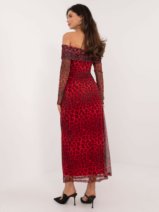 Rochie Maxi De Seară Cu Tul Roșu