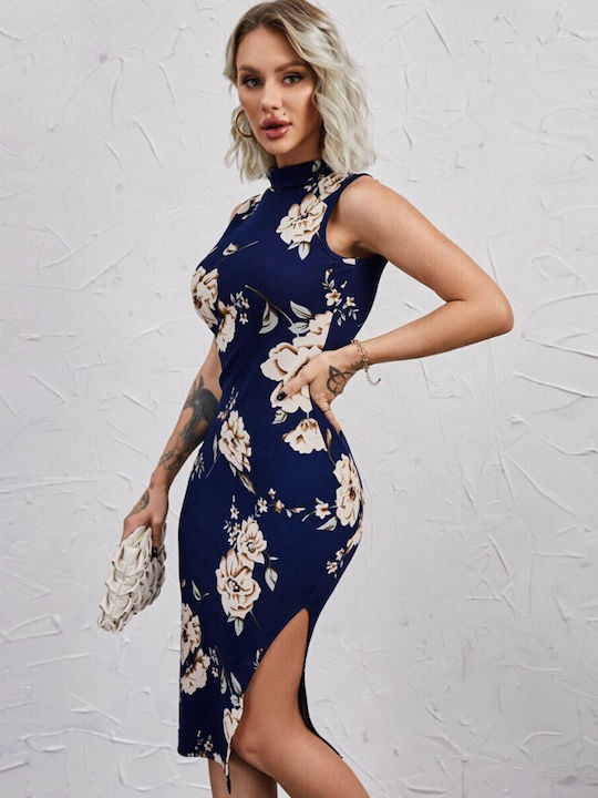 Summer Midi Evening Dress Blue