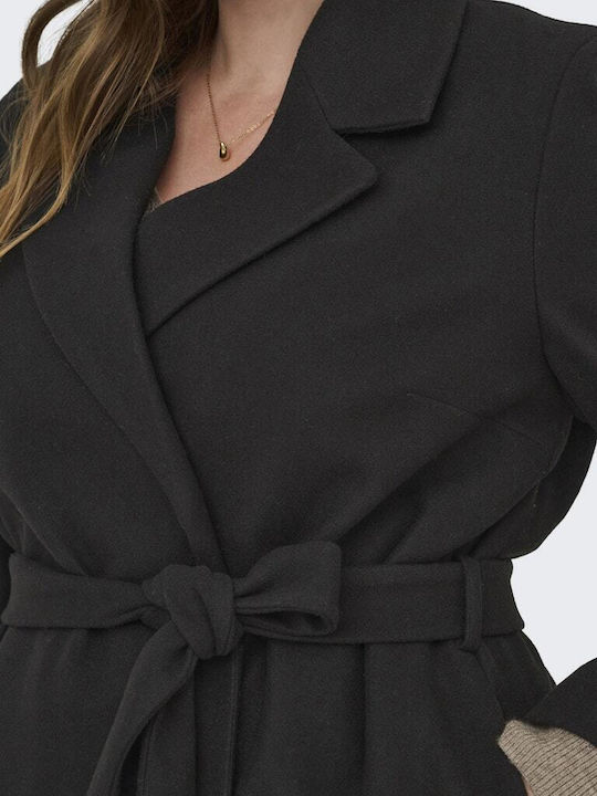 Women's Black Coat with Belt