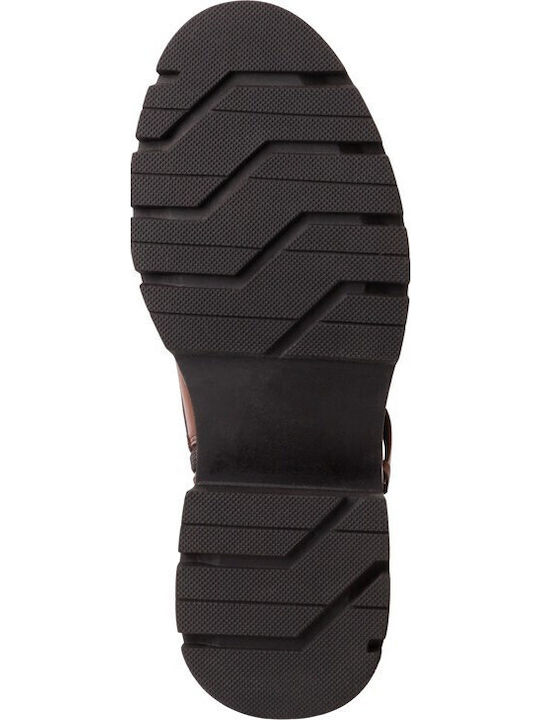 Leder Stiefeletten Damen Tabac Braun