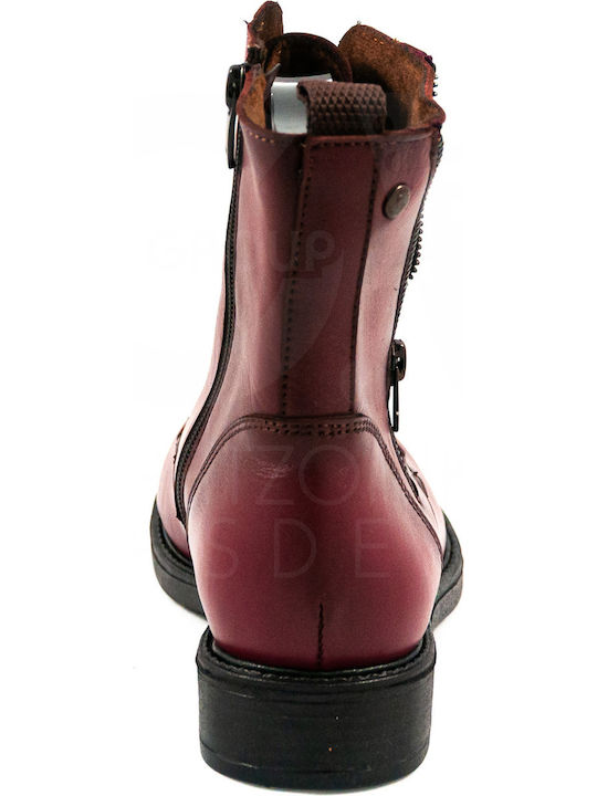 Leather Women's Ankle Boots Burgundy
