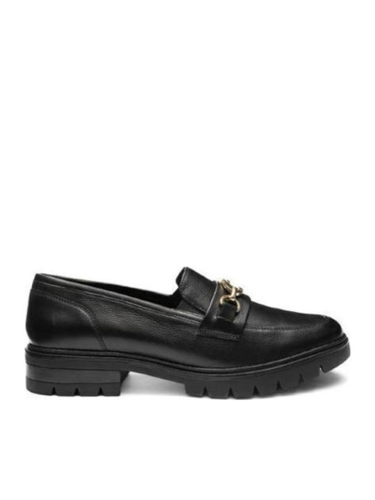 Leder Damen Mokassins in Schwarz Farbe