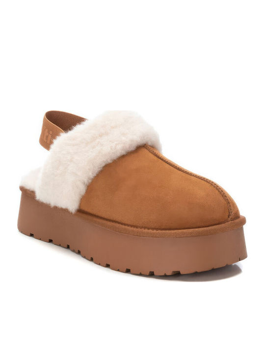 Winter Women's Slippers with Fur Brown
