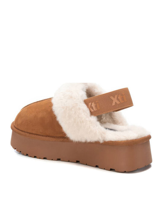 Winter Women's Slippers with Fur Brown