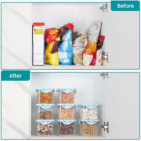Belle Vous Set of 15 General Use Food Jars with Plastic Lid Blue 650ml Pieces