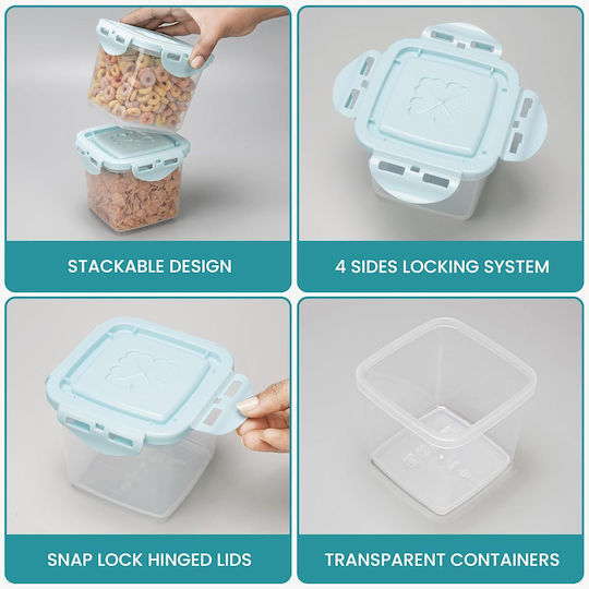 Belle Vous Set of 15 General Use Food Jars with Plastic Lid Blue 650ml Pieces