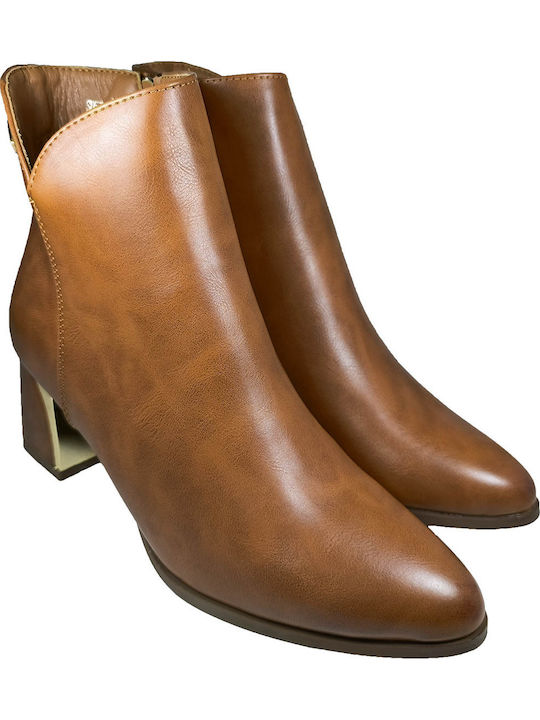Women's Ankle Boots with Medium Heel Brown
