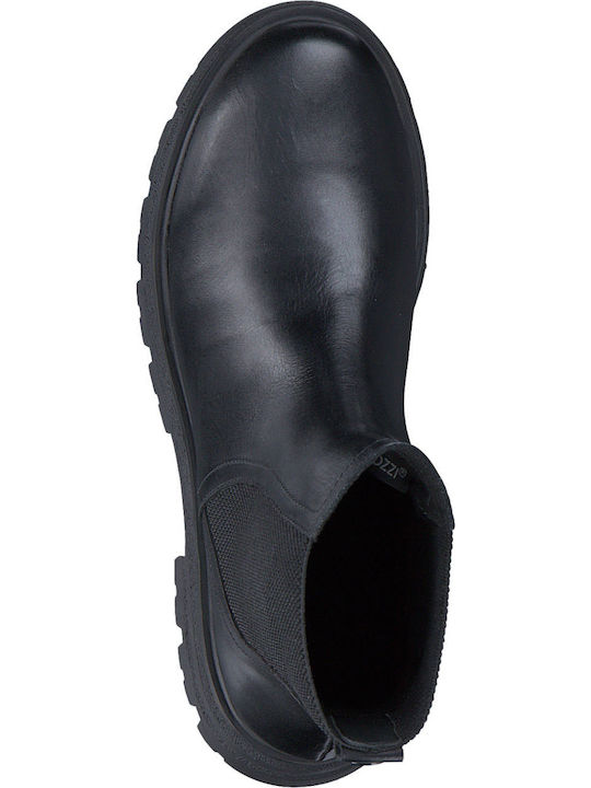 Ghete Dama Chelsea De Piele Cu Toc Mediu Negre