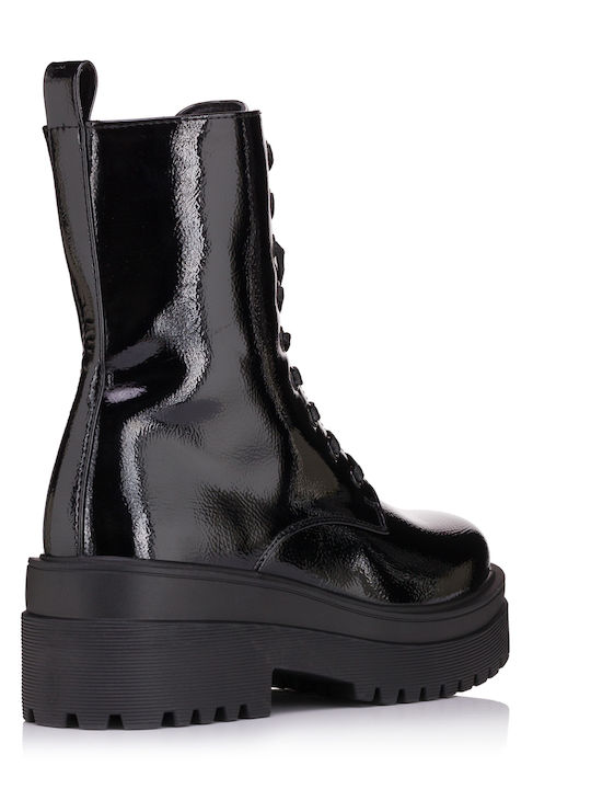 Stiefeletten Damen aus Lackleder Schwarz