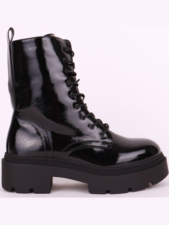 Stiefeletten Damen aus Lackleder Schwarz