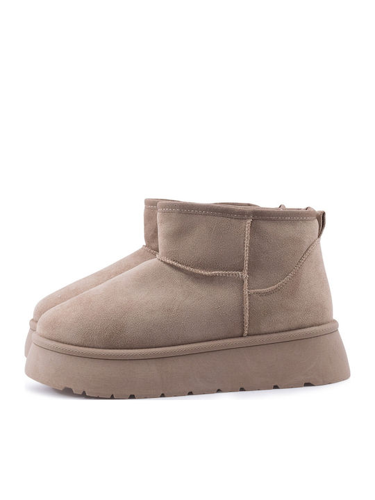Stiefeletten Damen mit Pelz Beige