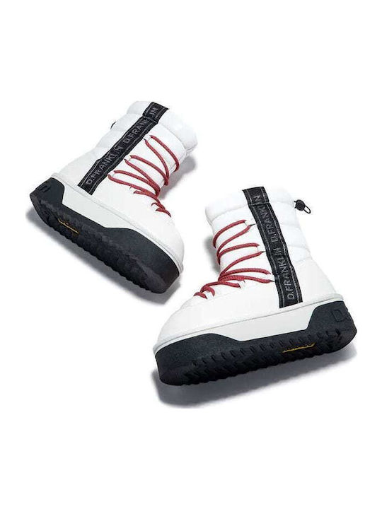 Synthetic Leather Medium Heel Snow Boots with Laces & Fur Nordic V.2 White