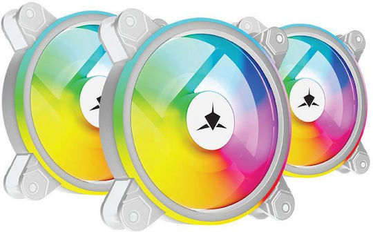 White Shark Nebula 2 Case Fan 120mm (1100rpm / 31cfm) with ARGB Lighting 3pcs White