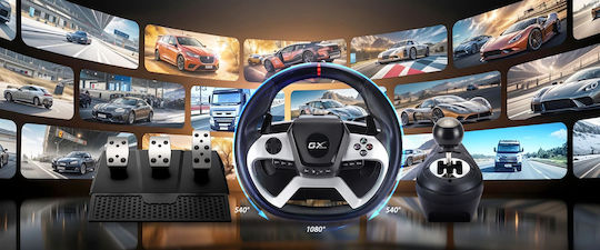 Genius SpeedMaster X5 FF Steering Wheel with Shifter and Pedals for PC / PS4 / XBOX One with 1008° Rotation