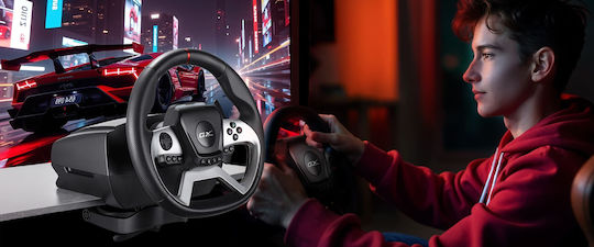 Genius SpeedMaster X5 FF Steering Wheel with Shifter and Pedals for PC / PS4 / XBOX One with 1008° Rotation