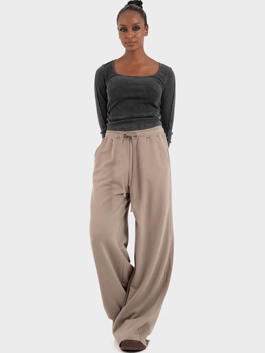Γυναικείο Υφασμάτινο Παντελόνι Light Brown