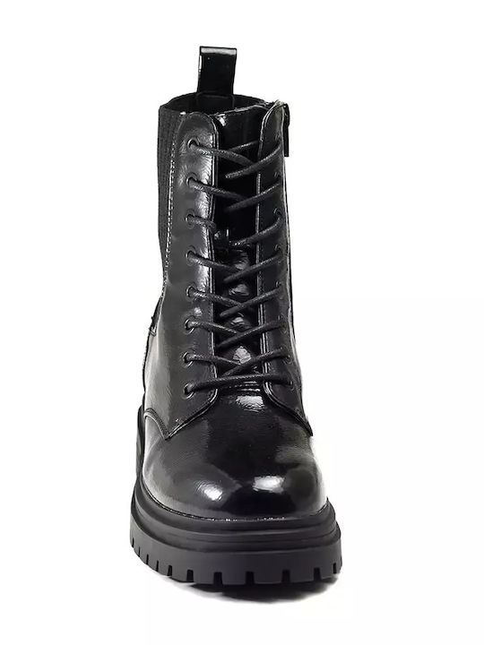 Stiefeletten Damen aus Lackleder Schwarz