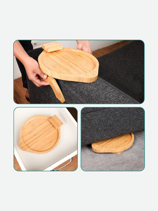 Belle Vous Bamboo Round Serving Tray Non-slip made of Bamboo in Brown Color 28x30cm 1pcs