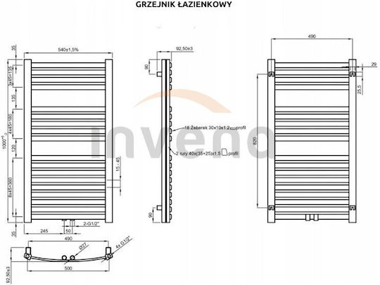 Invena Towel Rail Bathroom 1000x540 Black