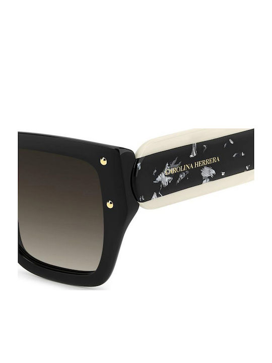 Carolina Herrera Women's Sunglasses with Black Plastic Frame and Brown Gradient Lens