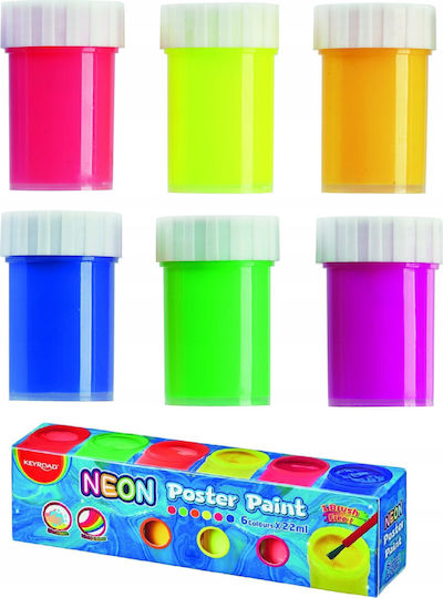 Keyroad Watercolour Paints Keyroad 6x22ml Brush Free Neon Colour Mixing Box