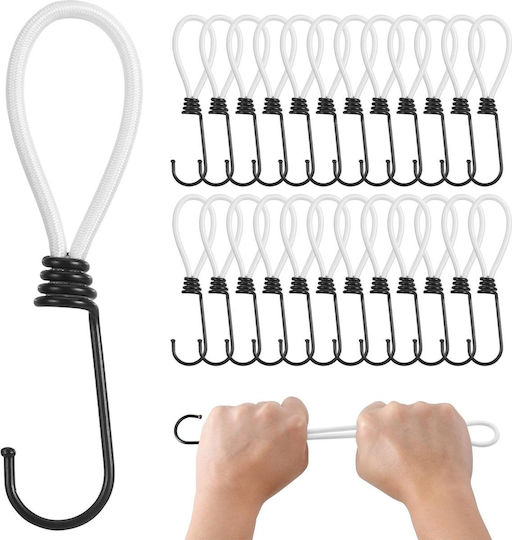 Set 25 Elastische Bänder Pretex Metallhaken Hergestellt Aus Strapazierfähigem Latex 18 Cm Befestigung Weiß
