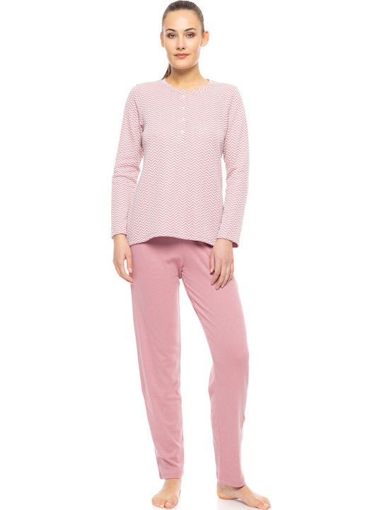 Pink Label Winter Damen Pyjama-Set Rosa