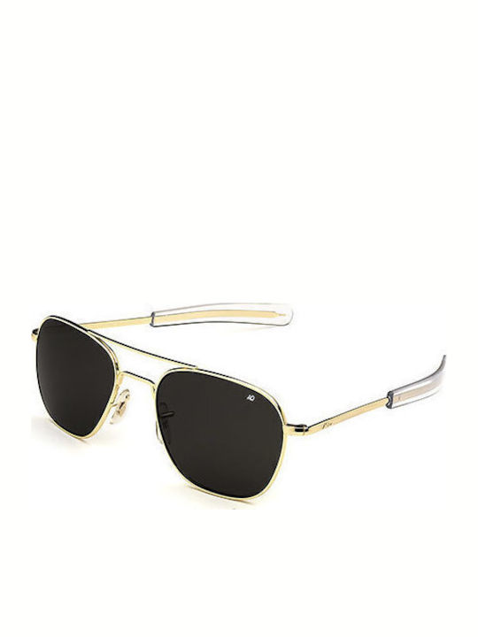American Optical Original Pilot Men's Sunglasses with Gold Metal Frame and Black Polarized Lens