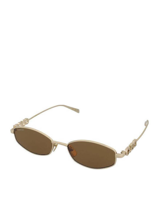 Gucci Women's Sunglasses with Gold Metal Frame and Brown Lens GG1802S 005