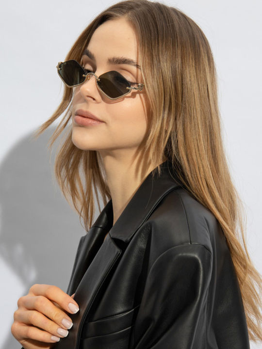 Gucci Γυαλιά Ηλίου Χρυσά με Μεταλλικό Σκελετό