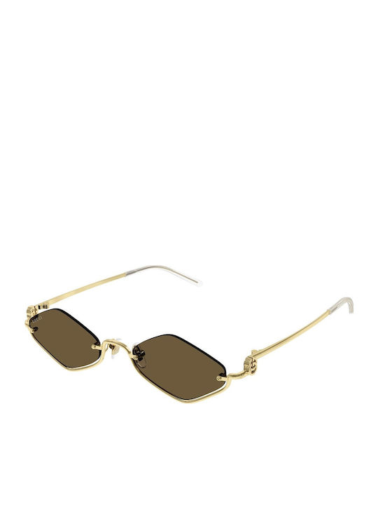 Gucci Unisex Ochelari de soare cu Auriu Cadru și Maro Lentilă GG1604S 002