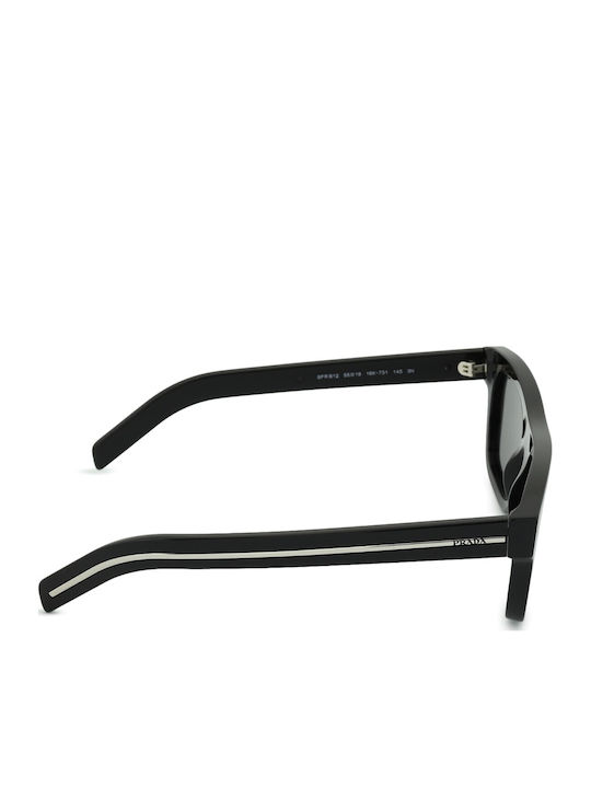 Prada Men's Sunglasses with Black Plastic Frame and Gray Lens PRB12S 16K731