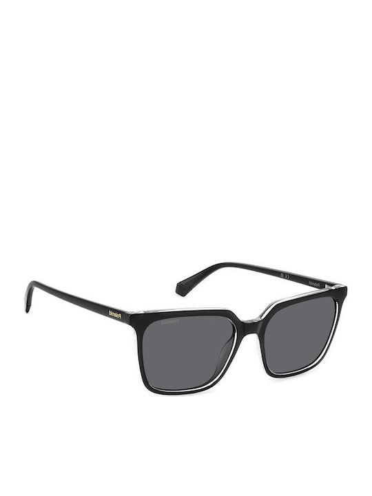 Polaroid Unisex Sunglasses with Black Plastic Frame and Black Lens PLD4163/S 7C5/55
