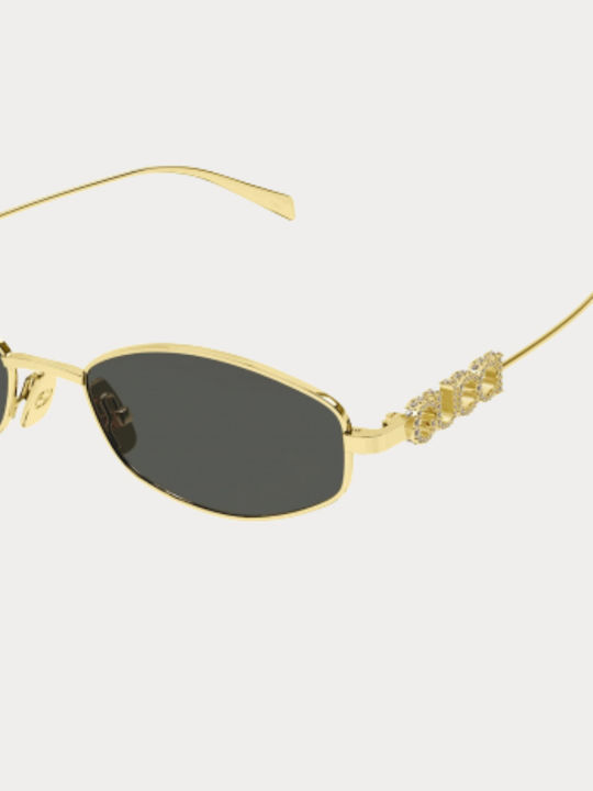 Gucci Damenträger Sonnenbrille mit Goldenem Metallrahmen und Grauen Gläsern GG1802S 001