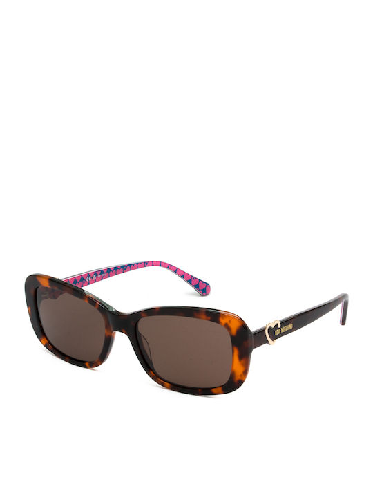 Moschino Women's Sunglasses with Brown Tartaruga Plastic Frame and Brown Lens MOL060/S 05L/70