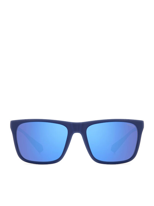 Polaroid Herren Sonnenbrille mit Blau Kunststoff Gestell und Blau Polarisiert Spiegel Linse PLD2141/S VGL/5X