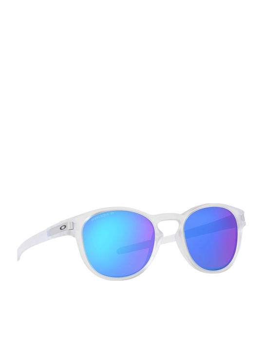 Oakley Latch Herren Sonnenbrille mit Weiß Kunststoff Gestell und Blau Polarisiert Spiegel Linse OO9265-65