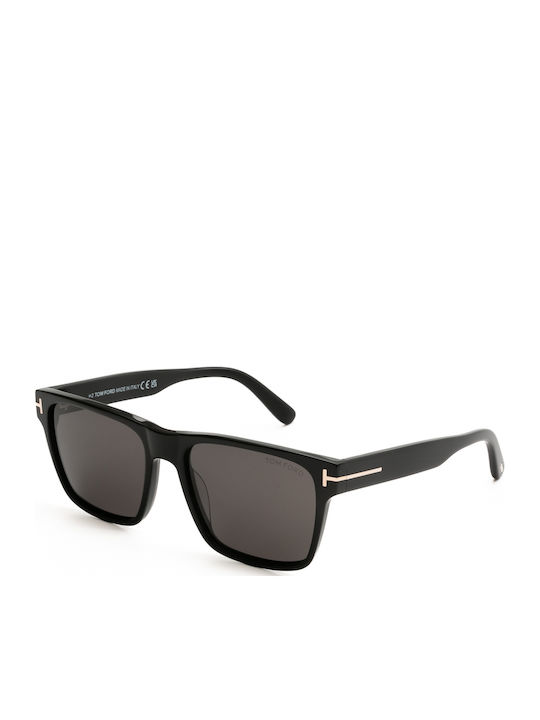 Tom Ford Men's Sunglasses with Black Horn-Rimmed Frame and Grey Gradient Lenses